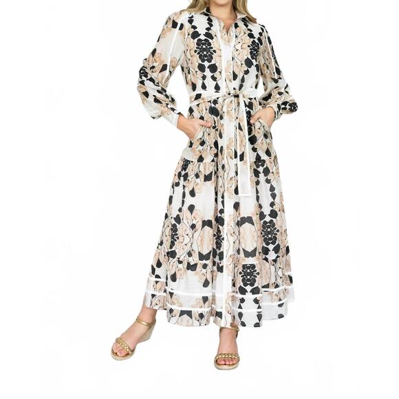 NEW STELLINO eloise midi dress in beige - Picture 4 of 5